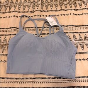 lululemon athletica Light Blue Ribbed Strappy Sports Bra